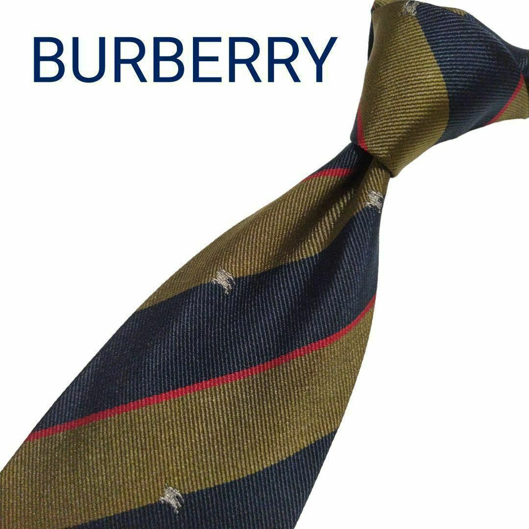 BURBERRY - 【イギリス製】バーバリーズ ネクタイ ネイビー カーキ色