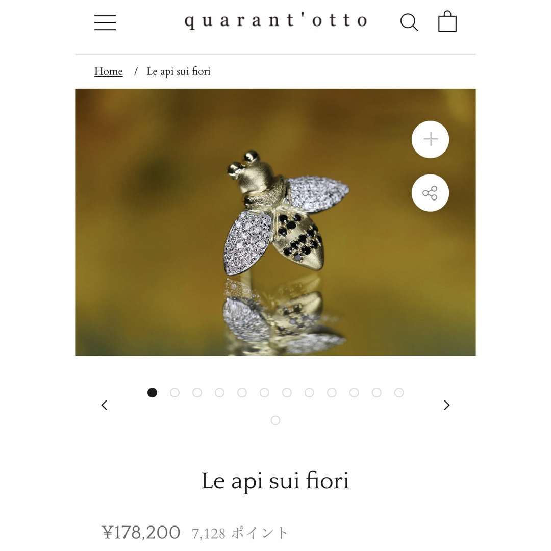 クアラントット　ハチ　ピアス　Le api sui fiori  片耳quarant