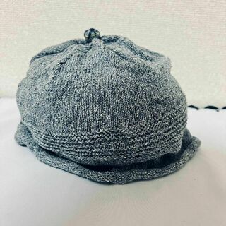 美品★ワールド VALEUR シルクニット キャップ 帽子 グレー(ニット帽/ビーニー)
