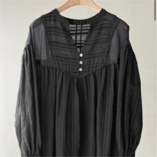 sheer stripe dobby 2way chiffon OP black