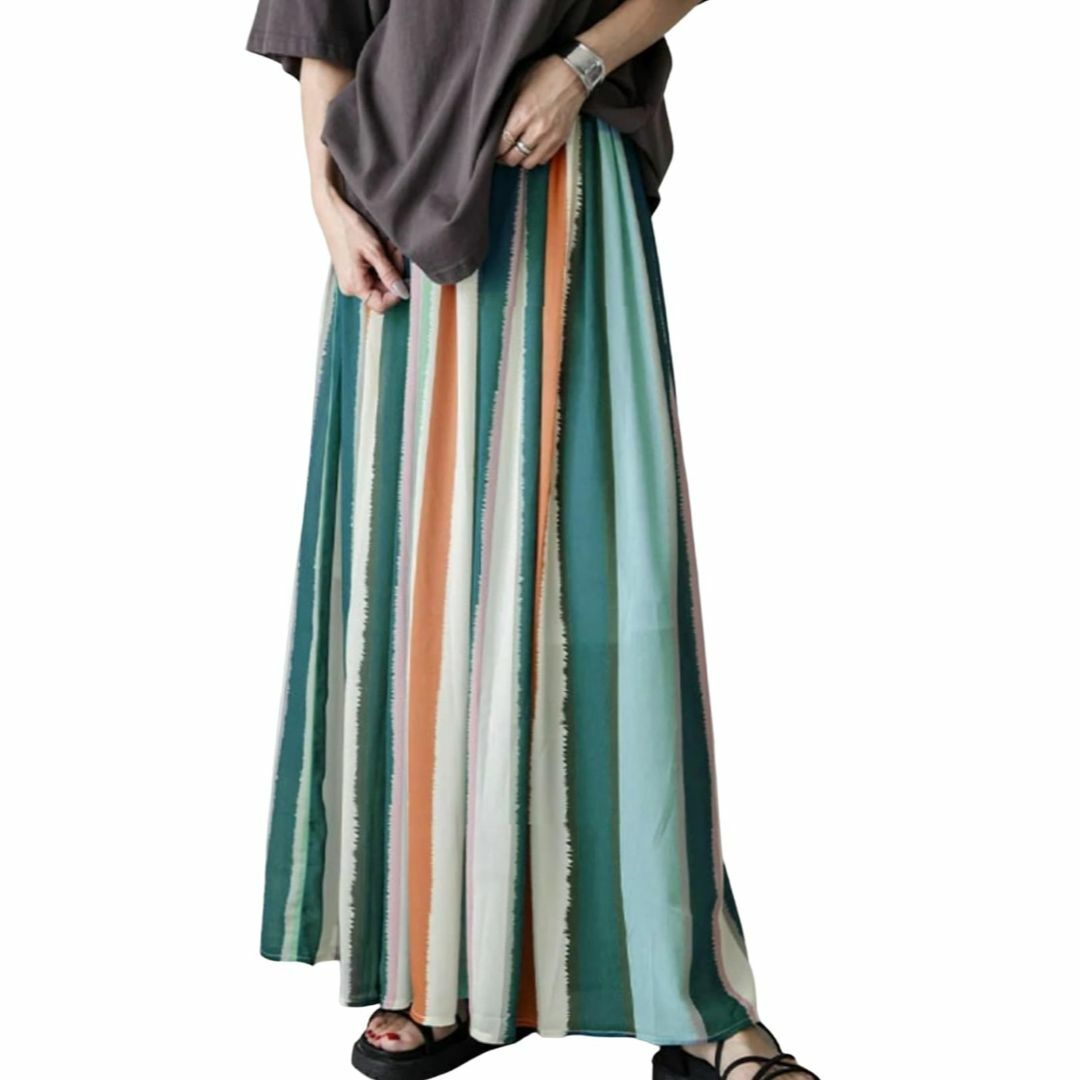 【色: Fタイプ】[MARIA MARFA] 9色カラー ストライプ スカートのサムネイル