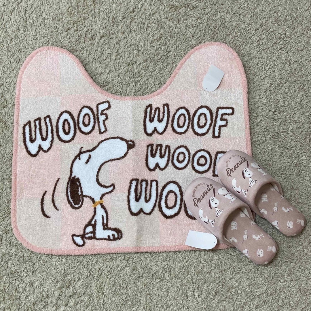 お得◎新品 フラッフィースヌーピー トイレマット スリッパ 2点 SNOOPY 9