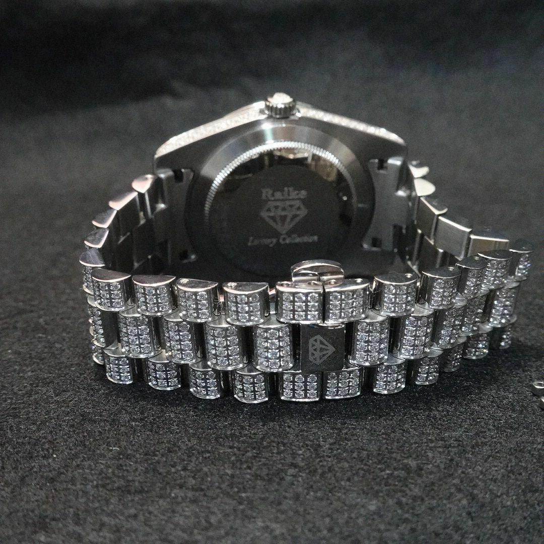 【RLX-SPS】シルバー 316L 5Ａ CZ プロング パヴェ ブリンブリン メンズの時計(腕時計(アナログ))の商品写真