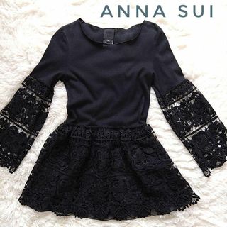 アナスイ(ANNA SUI)の【美品】アナスイ　レース チュニック　M　ブラック　アメリカ製(チュニック)