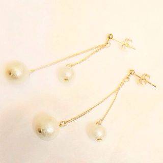 No.1 ふたつのコットンパールピアス(ピアス)