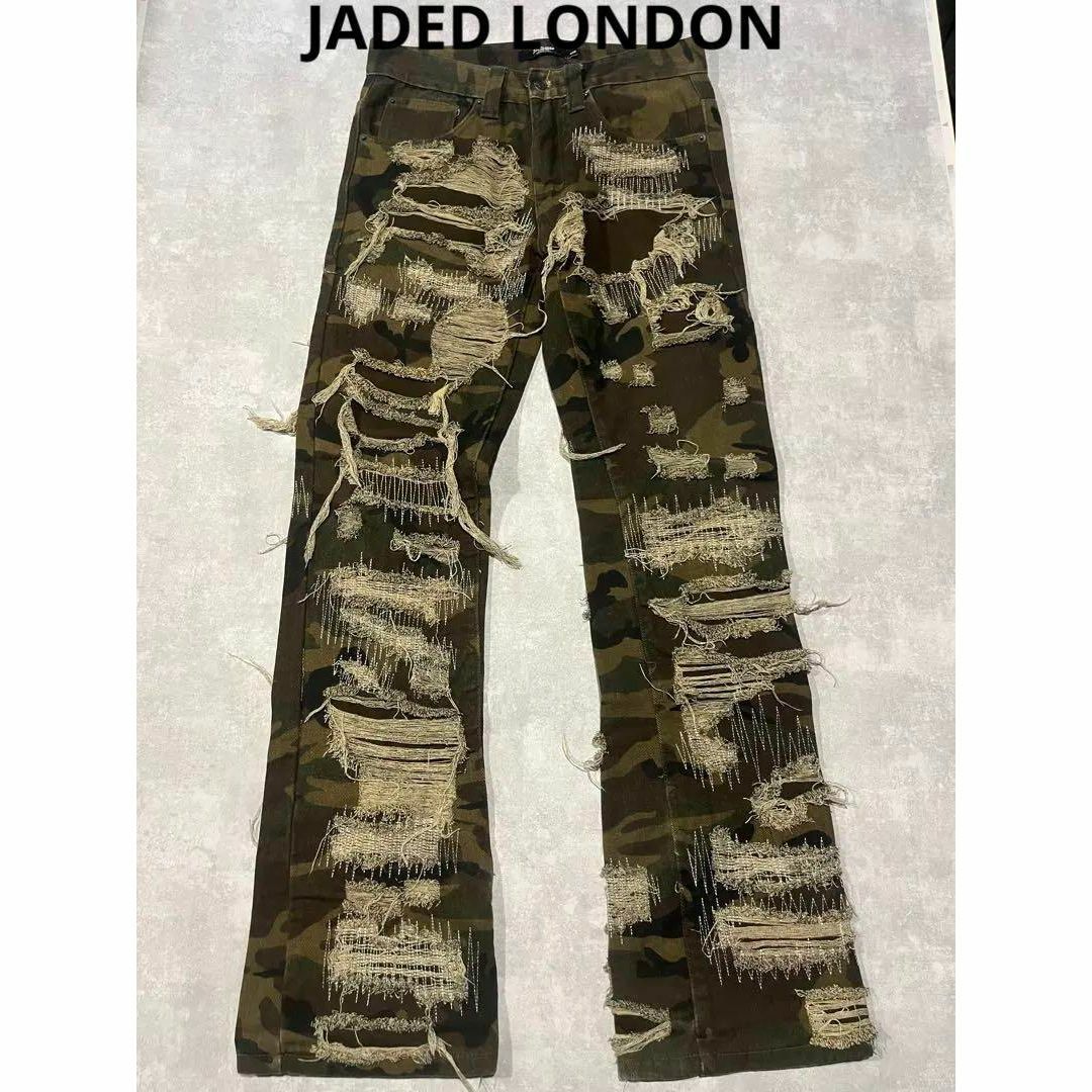 JADED LONDON 迷彩 リペア ダメージ加工 パンツ-