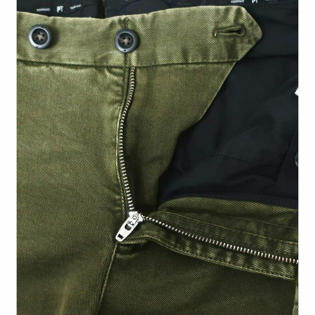 新品 PT TORINO 上質の風合い ストレッチ チノパン パンツ 緑 50-