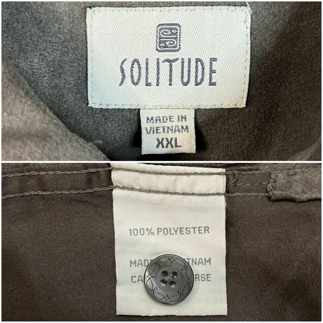 6731【ネクタイシャツ】スウェードシャツ 長袖 2XL グレー系