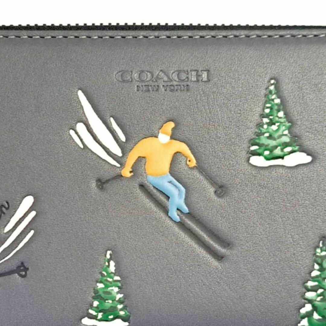 【新品】COACH コーチ スキーレザー長財布 ウォレット グレー CF070