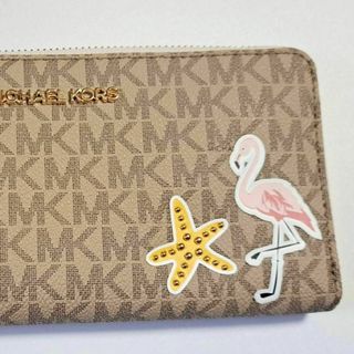 【新品】MICHAEL KORS マイケルコース 総柄レザー長財布 PVCピンク