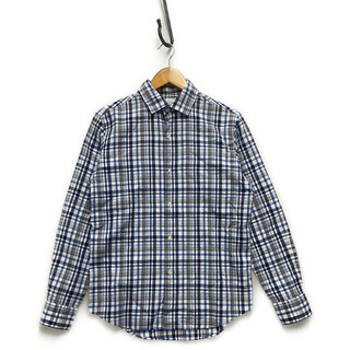 エディフィス(EDIFICE)のEDIFICE エディフィス チェック 長袖シャツ 青×白 サイズ46 正規品 / B4406(シャツ)