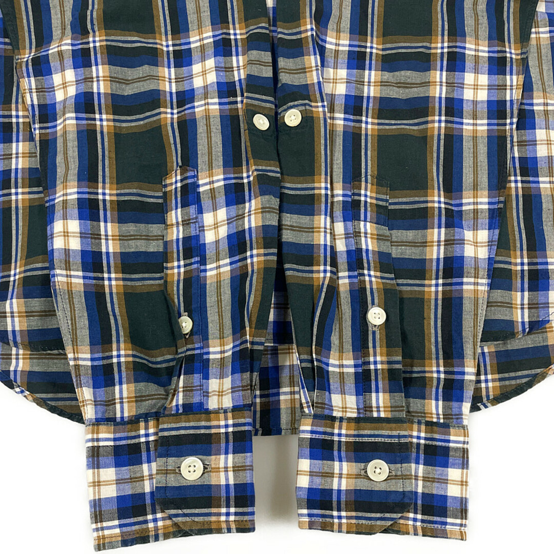 EDIFICE エディフィス 襟ワイヤー入り チェック 長袖シャツ ブルー系 サイズ46 正規品 / B4407