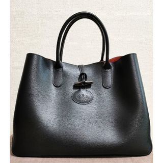 ロンシャン(LONGCHAMP)のロンシャン Longchamp トートバッグ 黒 Black ロゾ 本革(トートバッグ)