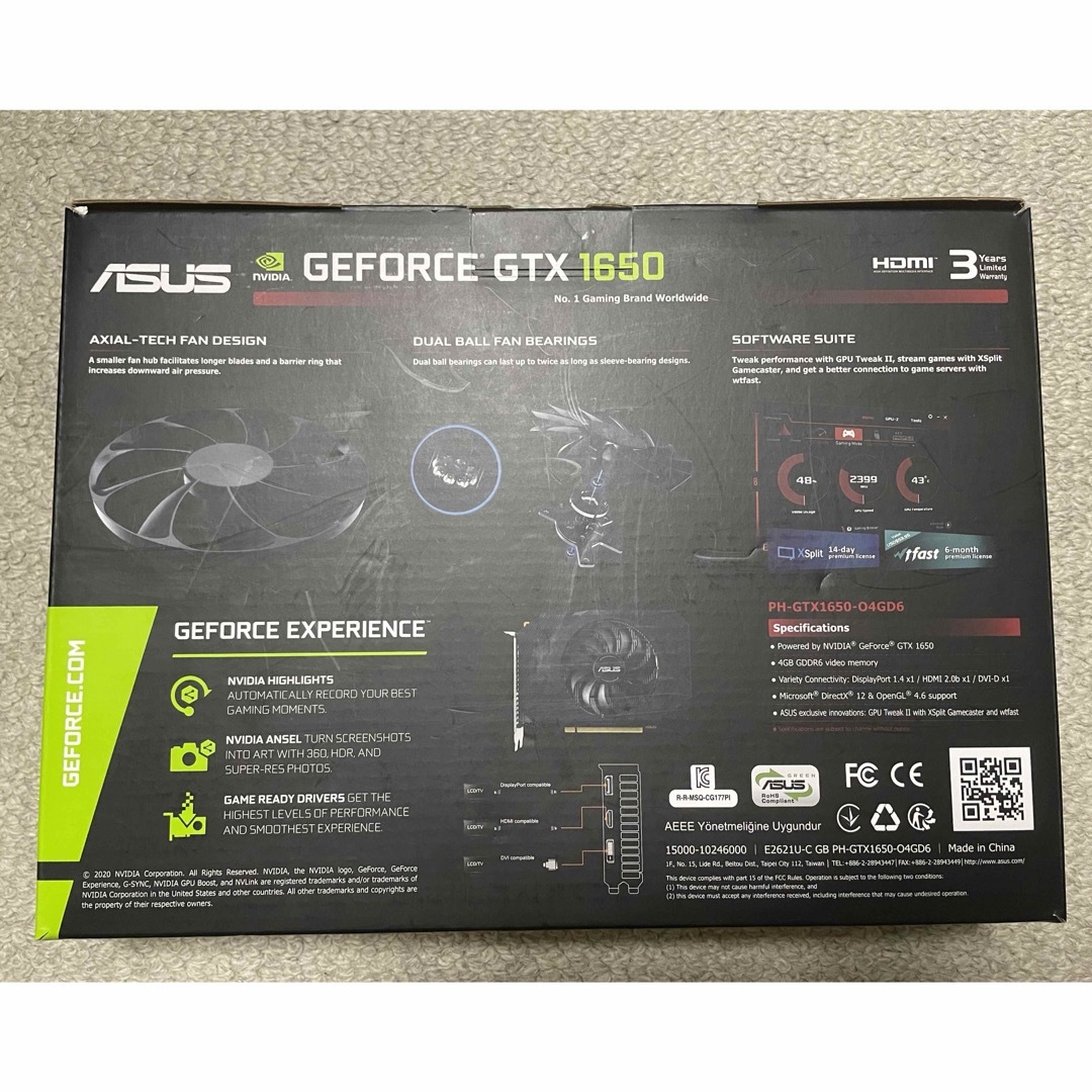 ASUS(エイスース)のasus gtx1650 ddr6 4gb グラフィックボード スマホ/家電/カメラのPC/タブレット(PCパーツ)の商品写真