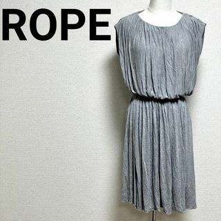 ☆美品☆ROPE ロペ グレージュ ワンピース Mサイズ フレンチスリーブ(ひざ丈ワンピース)