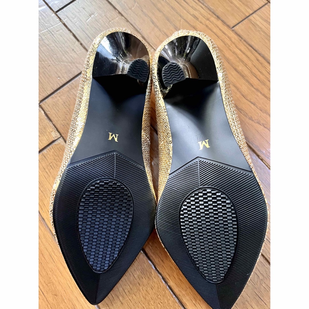 フォーマルパンプス スパンコール ゴールド  レディースの靴/シューズ(ハイヒール/パンプス)の商品写真