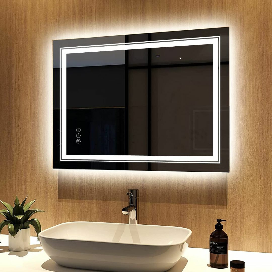 Wisfor 洗面台 鏡 LED ミラー 壁掛け 洗面所 照明 横掛け 縦掛け