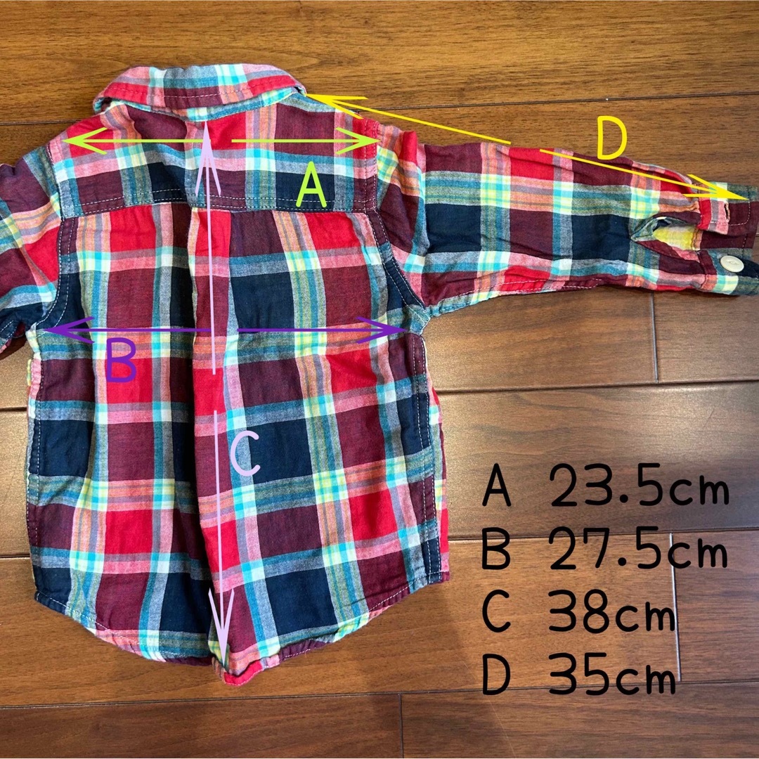 キッズ　95cm チェックシャツ キッズ/ベビー/マタニティのキッズ服男の子用(90cm~)(ジャケット/上着)の商品写真