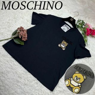 モスキーノ(MOSCHINO)のモスキーノ レディース 半袖 Tシャツ カットソー 黒 ブラック ビーズ ベアー(Tシャツ(半袖/袖なし))