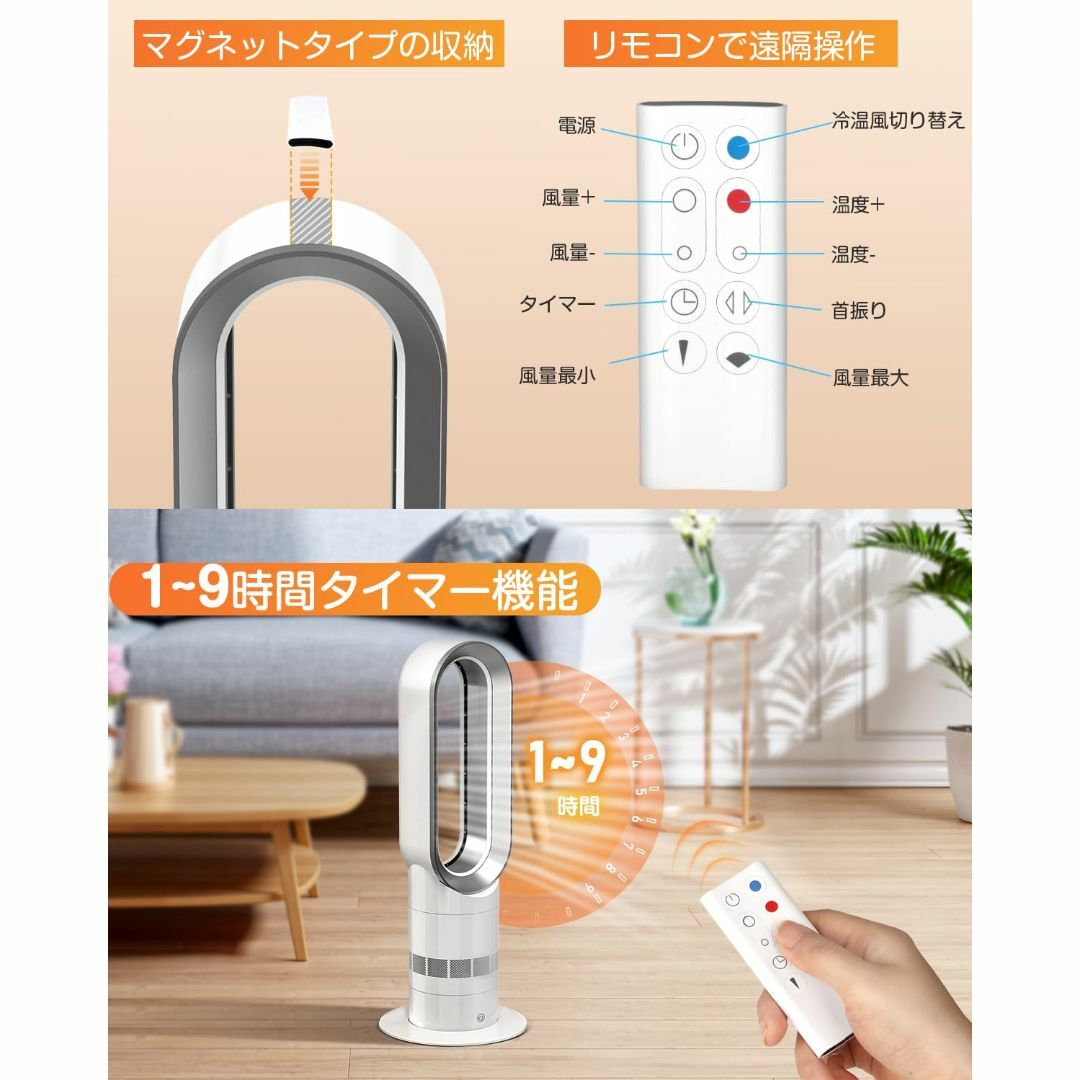 セラミックファンヒーター 電気ヒーター 電気ストーブ リモコン付 首振り機能