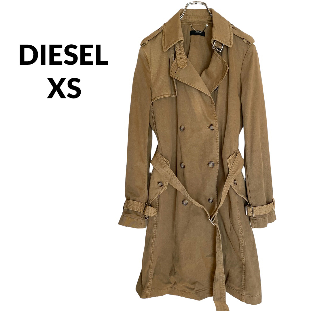 DIESEL(ディーゼル)の美品 DIESEL ディーゼル トレンチコート デニム素材 XS レディースのジャケット/アウター(トレンチコート)の商品写真