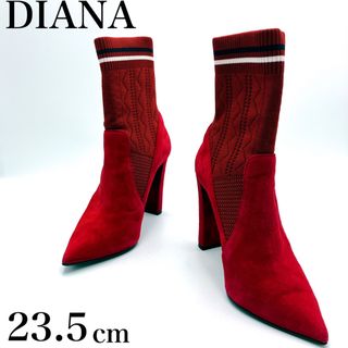 美品】DIANA ダイアナ ソックスブーツ ショートブール ニットブーツ-