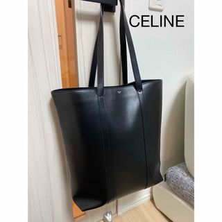 美品 セリーヌ トートバッグ TRIOMPHE トリオンフ ミディアム バーティカル カバ 194432 ブラック CELINE ブランドバッグ 2way バック A4対応