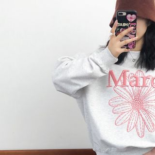 新品未使用 マルディメクルディ 刺繍 トレーナー ライトグレー ピンク F