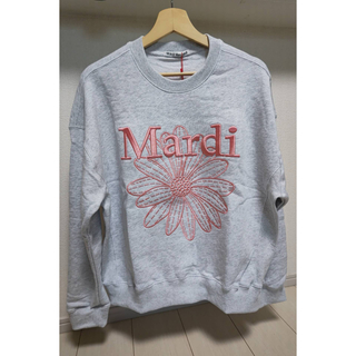 マルディメクルディMardi Mercredi スウェット グレー×ピンク刺繍