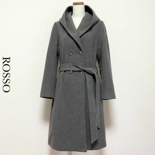 アーバンリサーチロッソ(URBAN RESEARCH ROSSO)の【定価5.2万】ROOSO ロッソ カシミヤ混ウールロングガウンコート グレー(ロングコート)