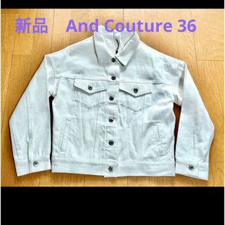 アンドクチュール(And Couture)の新品タグ付　And Couture リボン付きホワイトデニムジャケット 36(Gジャン/デニムジャケット)