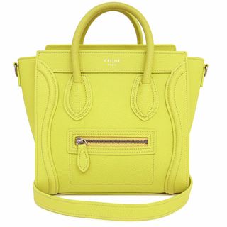 Celine セリーヌ レザー ラゲージ ナノショッパー 2WAY ハンドバッグ - イエロー by