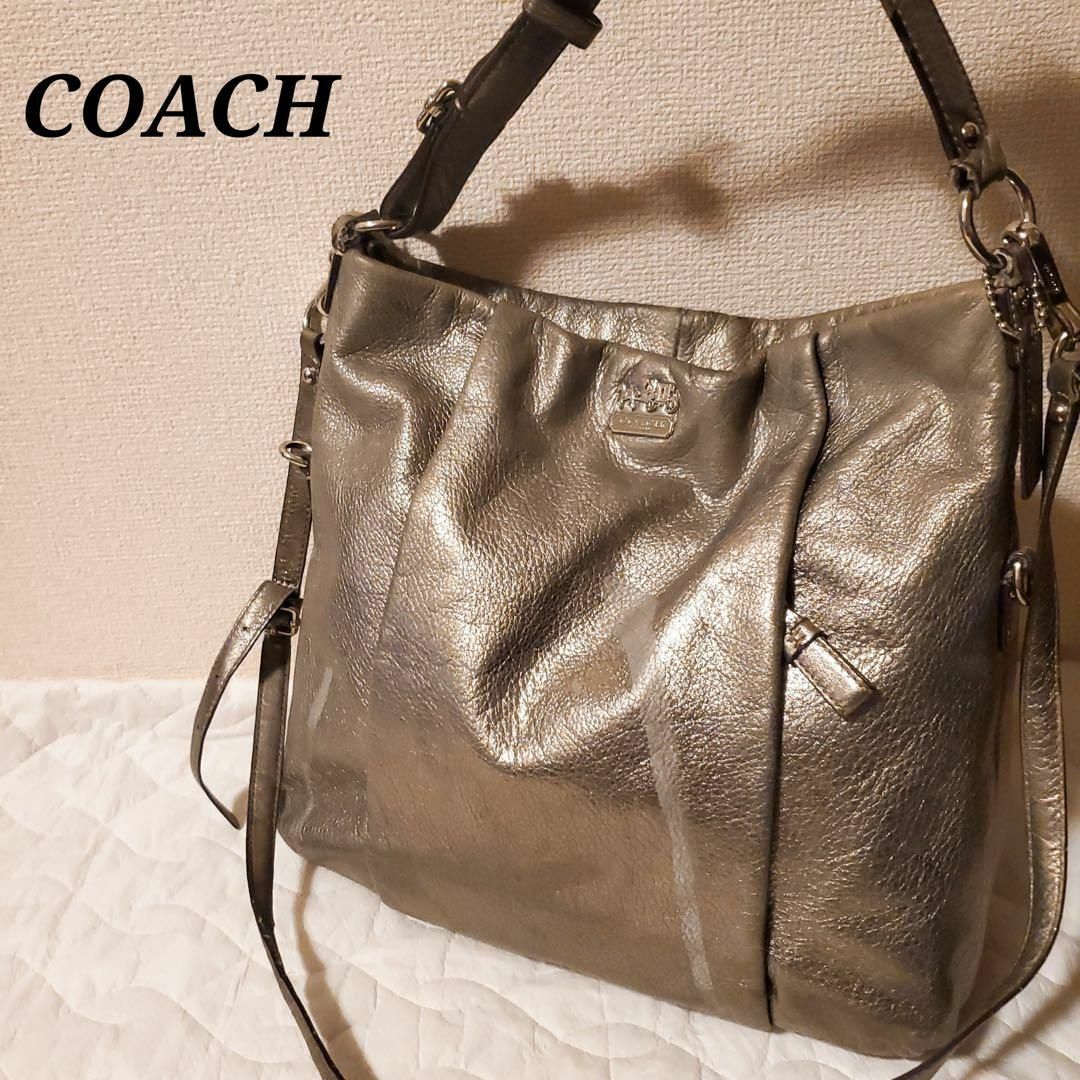 レア✨COACH コーチ ショルダーバッグ/ハンドバッグ グレー | フリマアプリ ラクマ