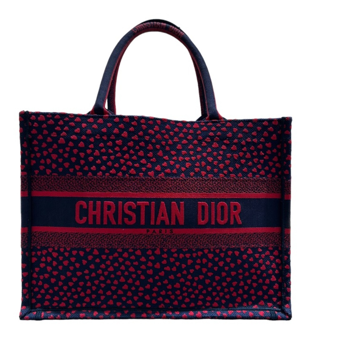 クリスチャン・ディオール Christian Dior ブックトートミディアムハート レッド キャンパス レディース ハンドバッグ