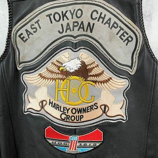 希少 ハーレーダビッドソン カウハイド レザーベスト ビッグロゴ
