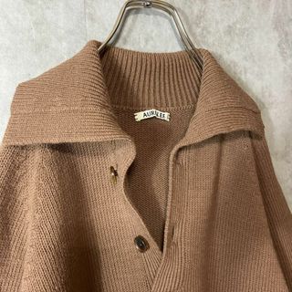 ニットポロ◎】AURALEEオーラリー古着ブラウン茶色ウール ポロシャツ-