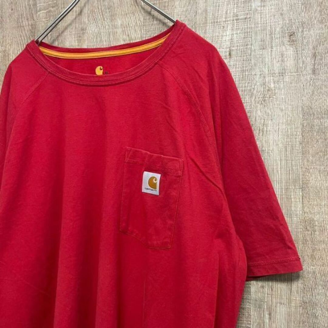 carhartt(カーハート)のcarhartt カーハート　ポケットT　ワンポイントロゴ　レッド　XL メンズのトップス(Tシャツ/カットソー(半袖/袖なし))の商品写真