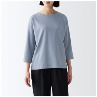 ムジルシリョウヒン(MUJI (無印良品))の【2枚組】天竺編みボートネック七分袖Ｔシャツ婦人Ｍ・ライトブルー・ライトピンク(カットソー(長袖/七分))