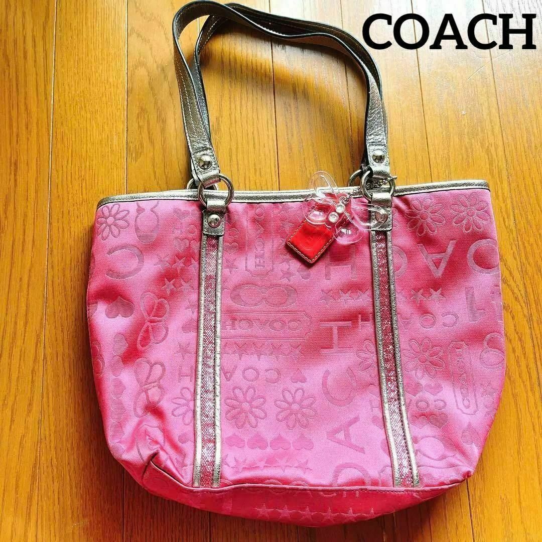 COACH コーチ ハンドバッグ ピンク色 蝶々 キラキラ