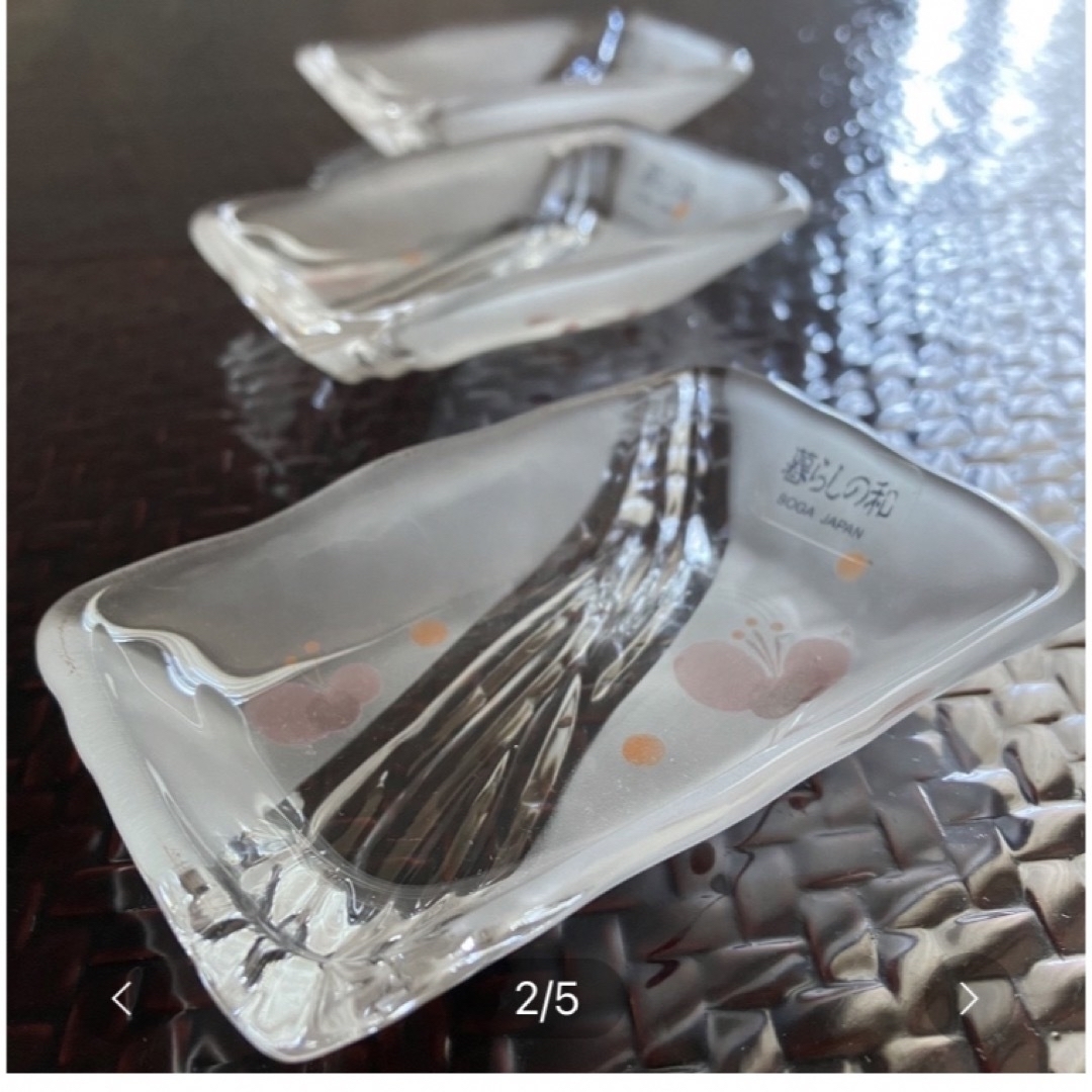 曽我ガラス SOGA 小皿 ガラスの器　 お皿　3枚　梅柄　和食器 | フリマアプリ ラクマ