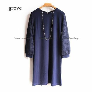 グローブ(grove)の【新品】グローブgrove★袖レースカバーリングポインチワンピース(ひざ丈ワンピース)