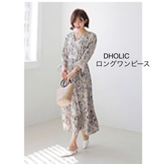 ディーホリック(dholic)のDHOLIC カシュクール フローラルロングワンピース 韓国(ロングワンピース/マキシワンピース)