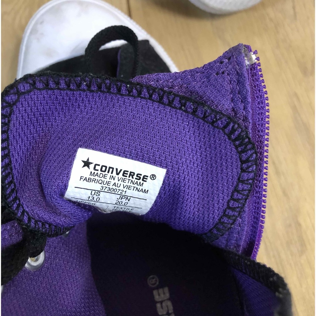 CONVERSE(コンバース)のコンバース　ハイカット　20cm  ブラック　パープル キッズ/ベビー/マタニティのベビー靴/シューズ(~14cm)(スニーカー)の商品写真