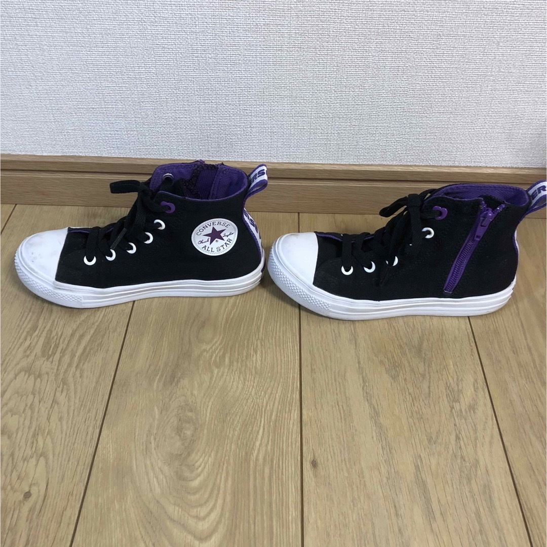 CONVERSE(コンバース)のコンバース　ハイカット　20cm  ブラック　パープル キッズ/ベビー/マタニティのベビー靴/シューズ(~14cm)(スニーカー)の商品写真