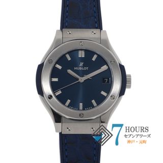 ウブロ(HUBLOT)の【117484】HUBLOT ウブロ  581.NX.7170.LR クラシックフュージョン ブルーダイヤル TI/クロコ/ラバー クオーツ ギャランティーカード 純正ボックス 腕時計 時計 WATCH レディース 女性 女【中古】(腕時計)