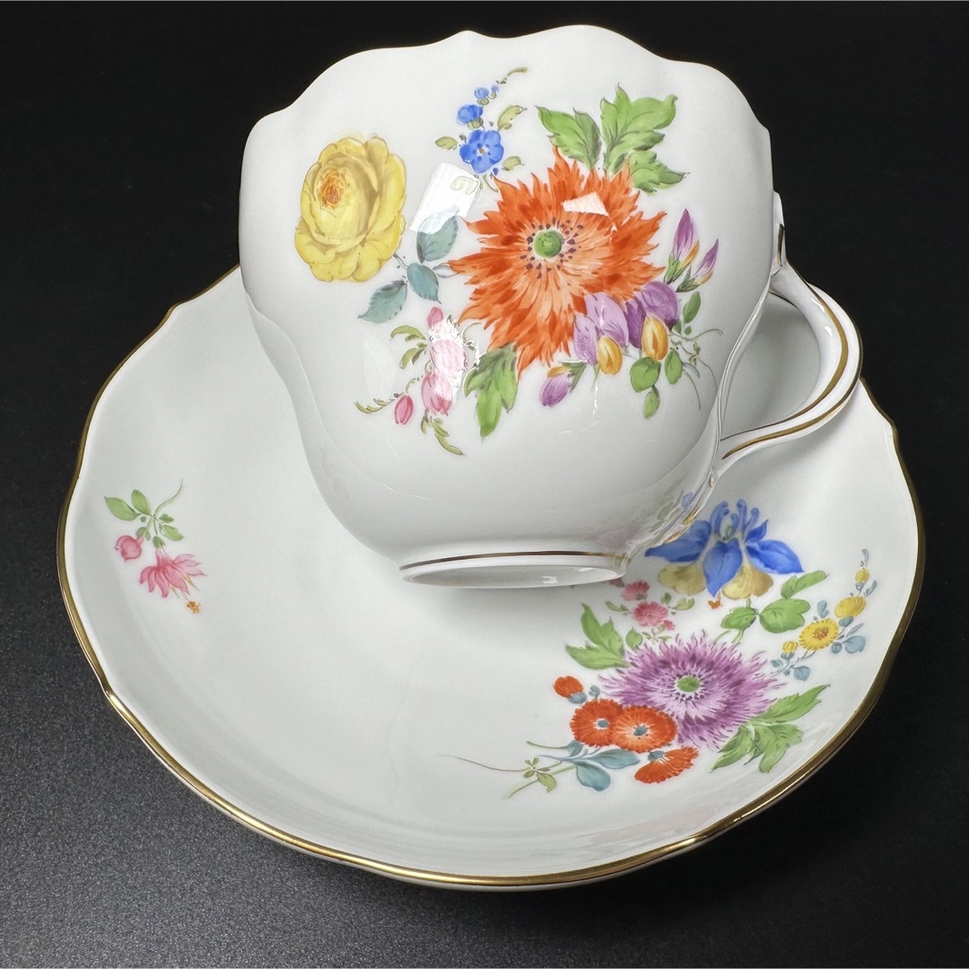 MEISSEN - 新品マイセン 5つ花 ケシ イエローローズのコーヒーカップ