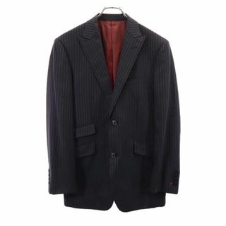 バーバリーブラックレーベル(BURBERRY BLACK LABEL)のバーバリーブラックレーベル 三陽商会 日本製 ウール100％ ストライプ柄 テーラードジャケット 38R 黒系 BURBERRY BLACK LABEL メンズ 【中古】  【231015】(ダッフルコート)