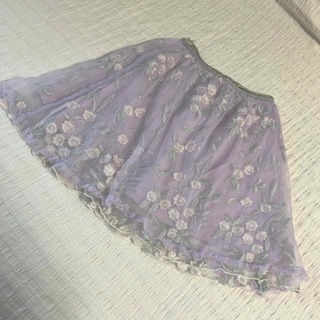 シマムラ(しまむら)の130 チュール スカート オーガンジー フリル フラワー 花 刺繍 しまむら(スカート)