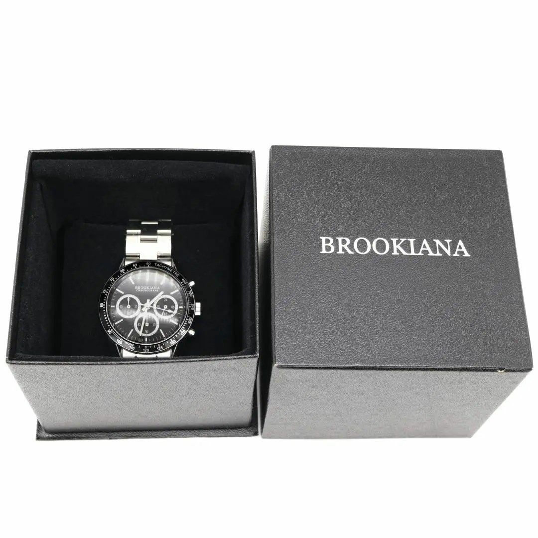 《人気》BROOKIANA 腕時計 ブラック クロノグラフ メンズ ラウンドx