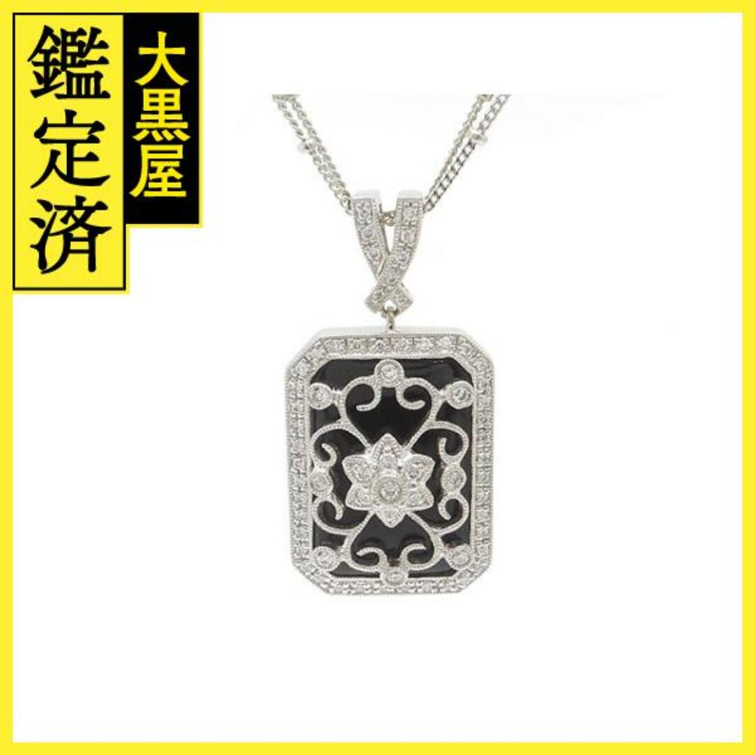 ネックレス　K18WG　オニキス　ダイヤモンド　15.7g　【200】